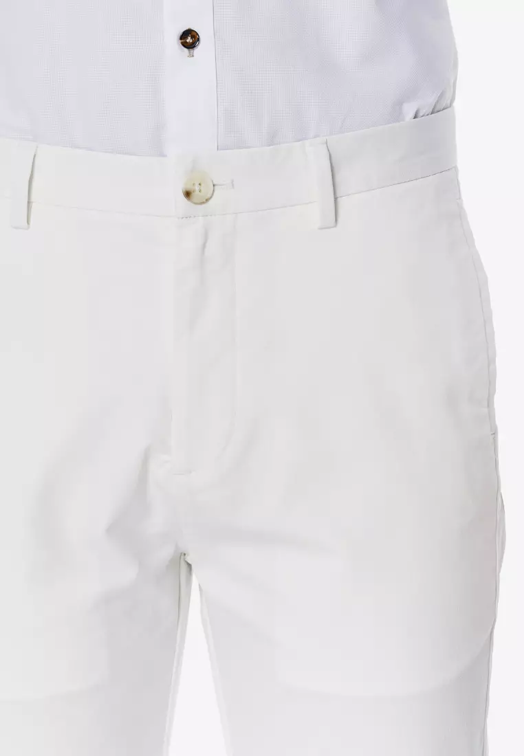 White Side-seam Slim Fit Stretch Chinos