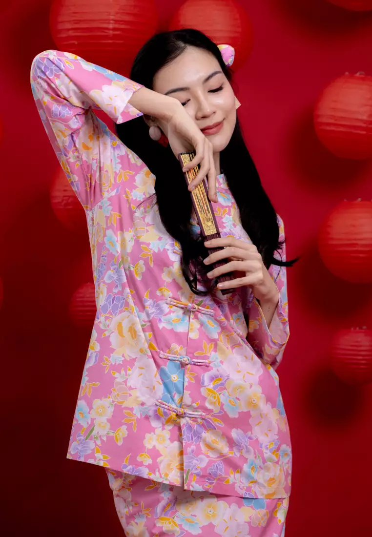 Bayu Somerset Mandarin Kurung - Pink