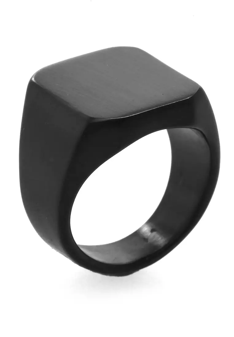 Daisy Aksesoris Pria Wanita Cincin Desain Kotak Material Titanium ORIGINAL - Black Doff