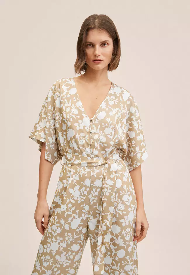 Flowy Belted Jumpsuit by Mango