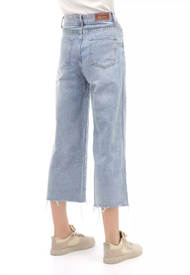 Jourel Long Pants Celana Panjang Kulot Jeans Wanita Material Denim ORIGINAL - Light Blue