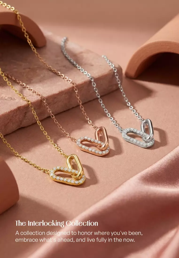 Adessa Interlocking with 5A Grade Cubic Zirconia Necklace in Rose Gold