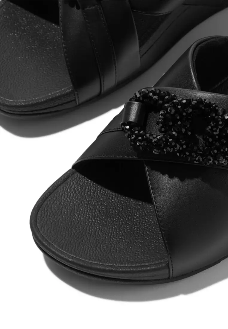 Lulu Women Beaded-chain Leather Back-strap Sandals