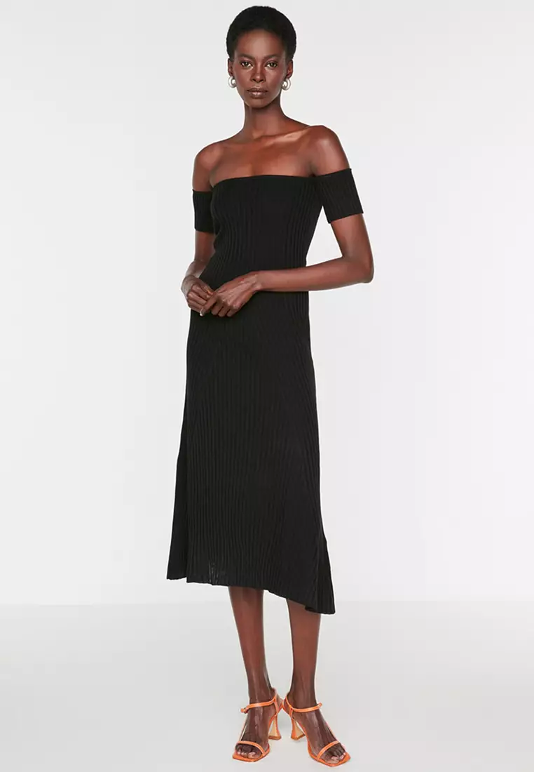 Off the shoulder discount midi dress formal