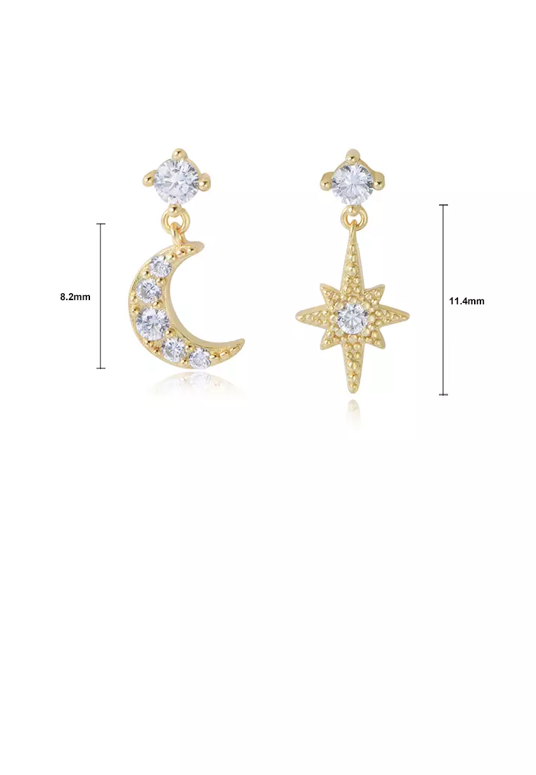 Asymmetric star moon earrings store