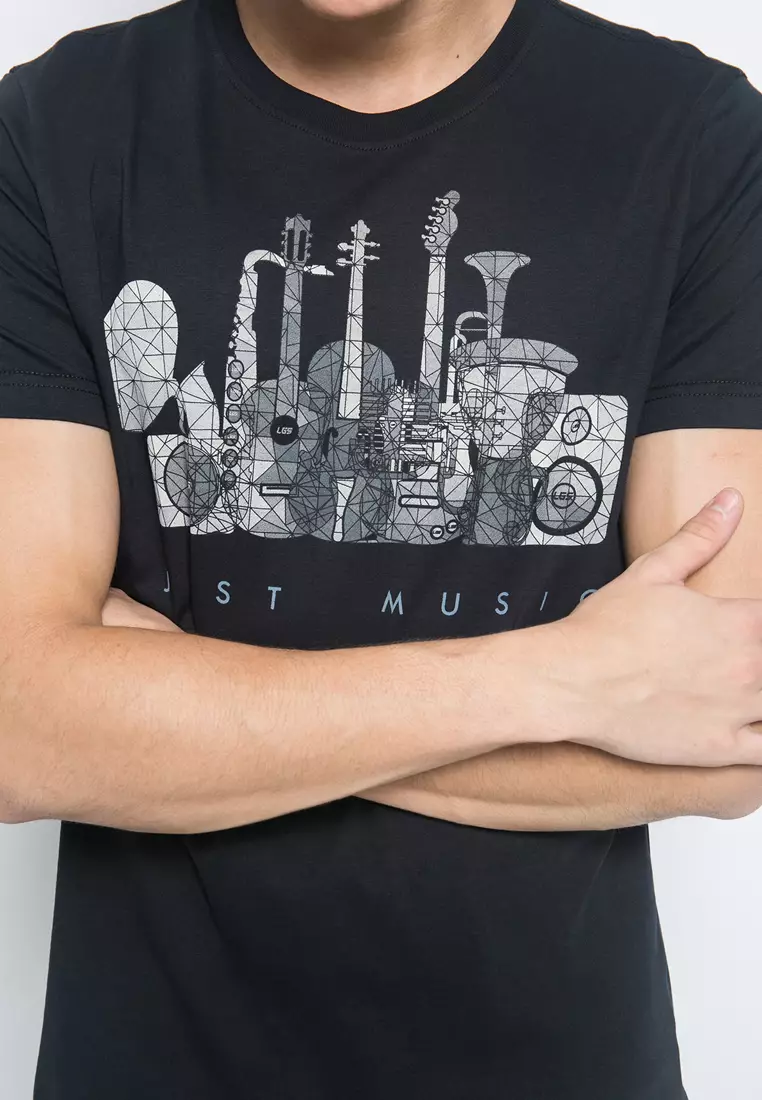 Slim Fit - Kaos Youth Boy - Motif Sablon MUSIC - Hitam - GTS.878.P142.33.C
