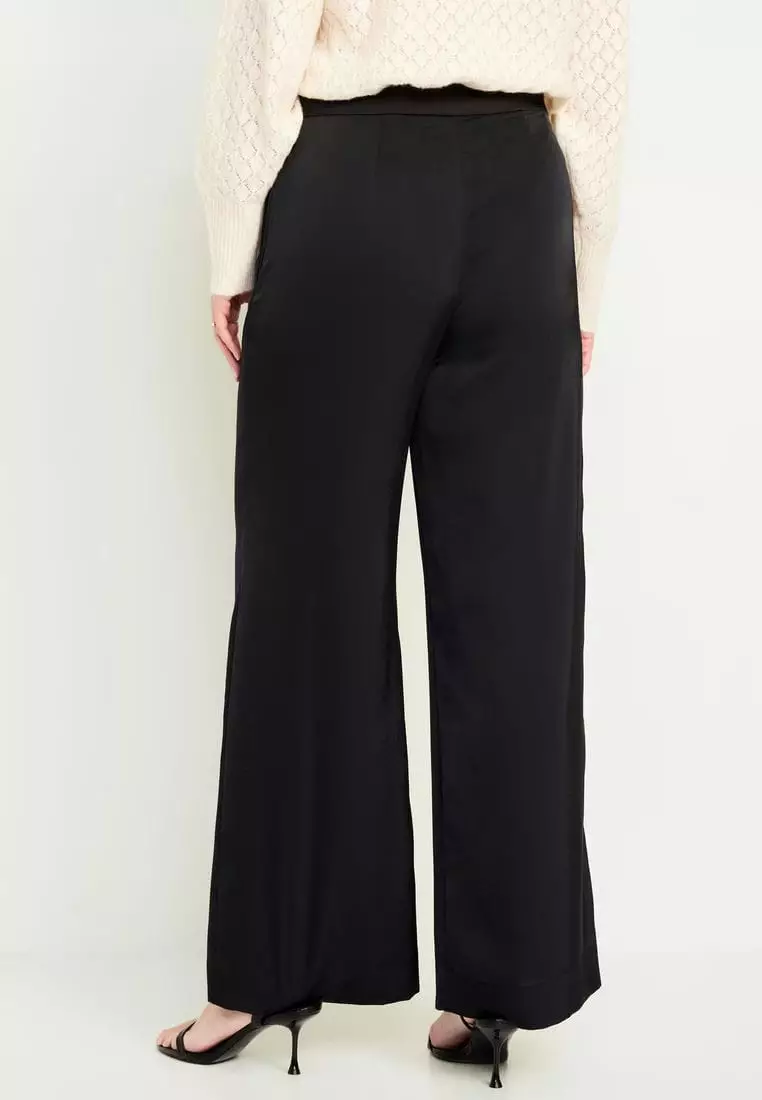 High-Waisted Satin Super Wide-Leg Pants