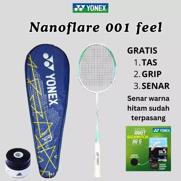 Raket Badminton Yonex Nanoflare 001 Feel GRATIS Senar, tas dan grip hitam
