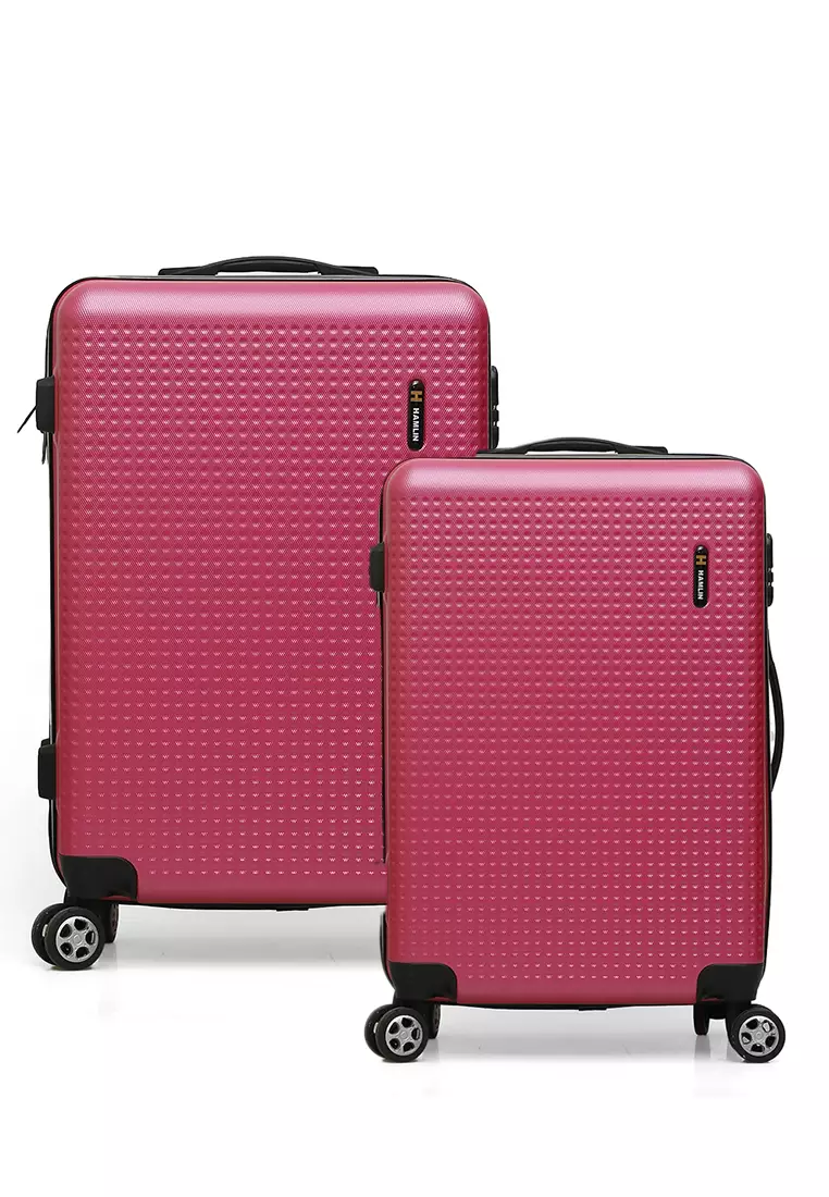 Isvara Tas Koper Hardcase One Set Unisex Large Compartment Suitcase Code Lock System Material ABS+PVC Coated ORIGINAL - Red Pink