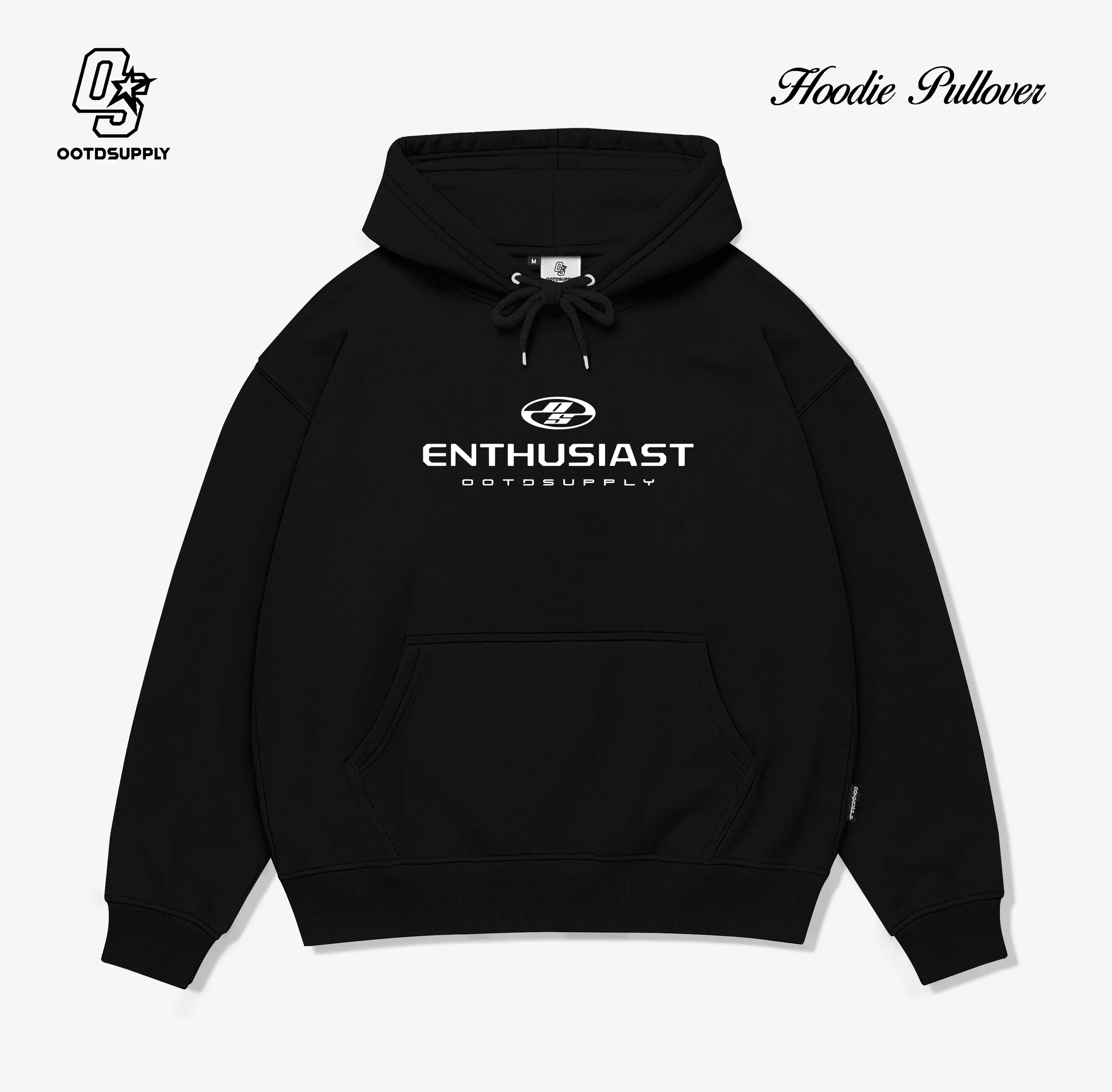 OOTDSUPPLY - Pullover Hoodie Essence Black | Racing Series | Pria & Wanita OS-HD-084