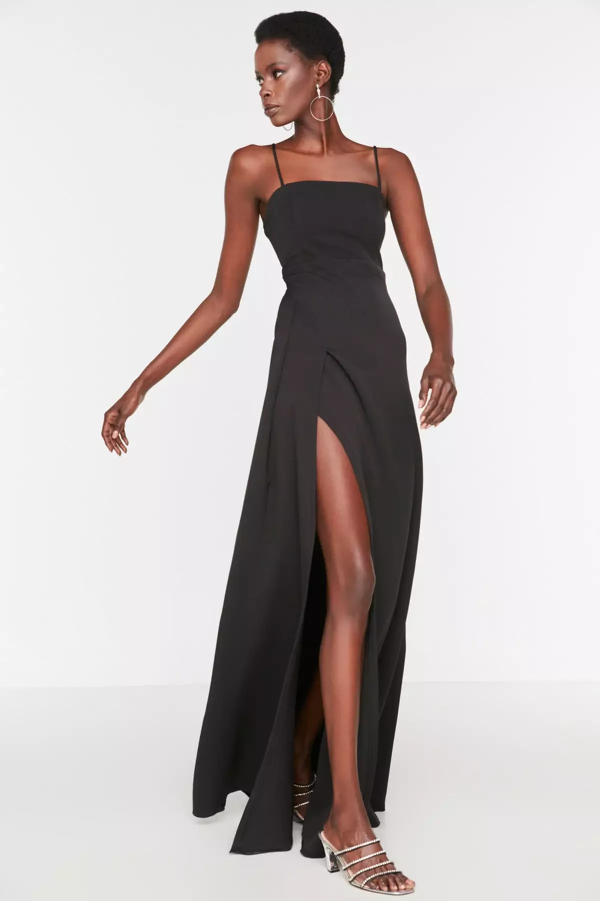 Slit Decollete Evening Dress