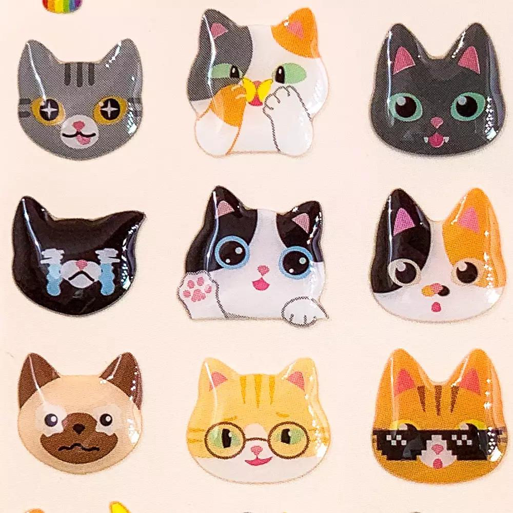 KIDDY FUN FUNNY STIKER KAWAII CATS - MIX