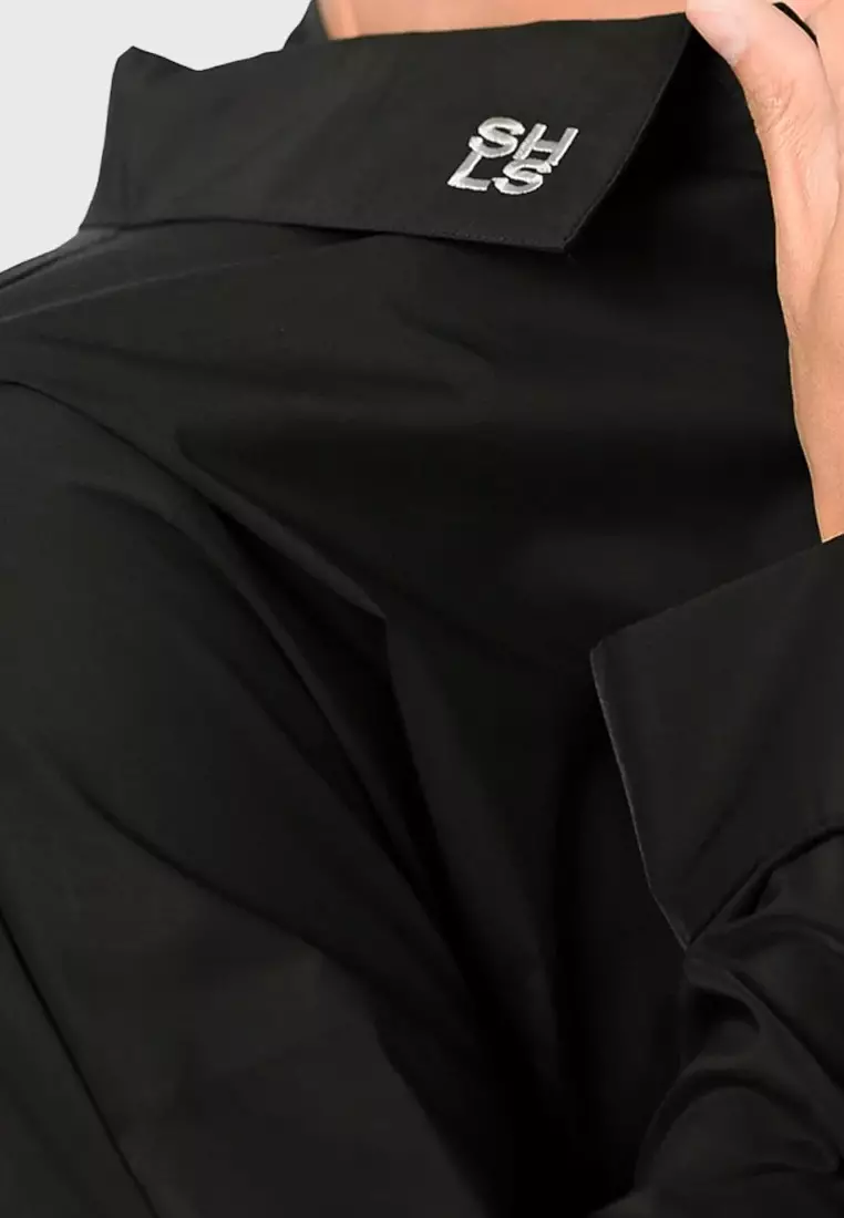 Midi Trench Shirt in Black