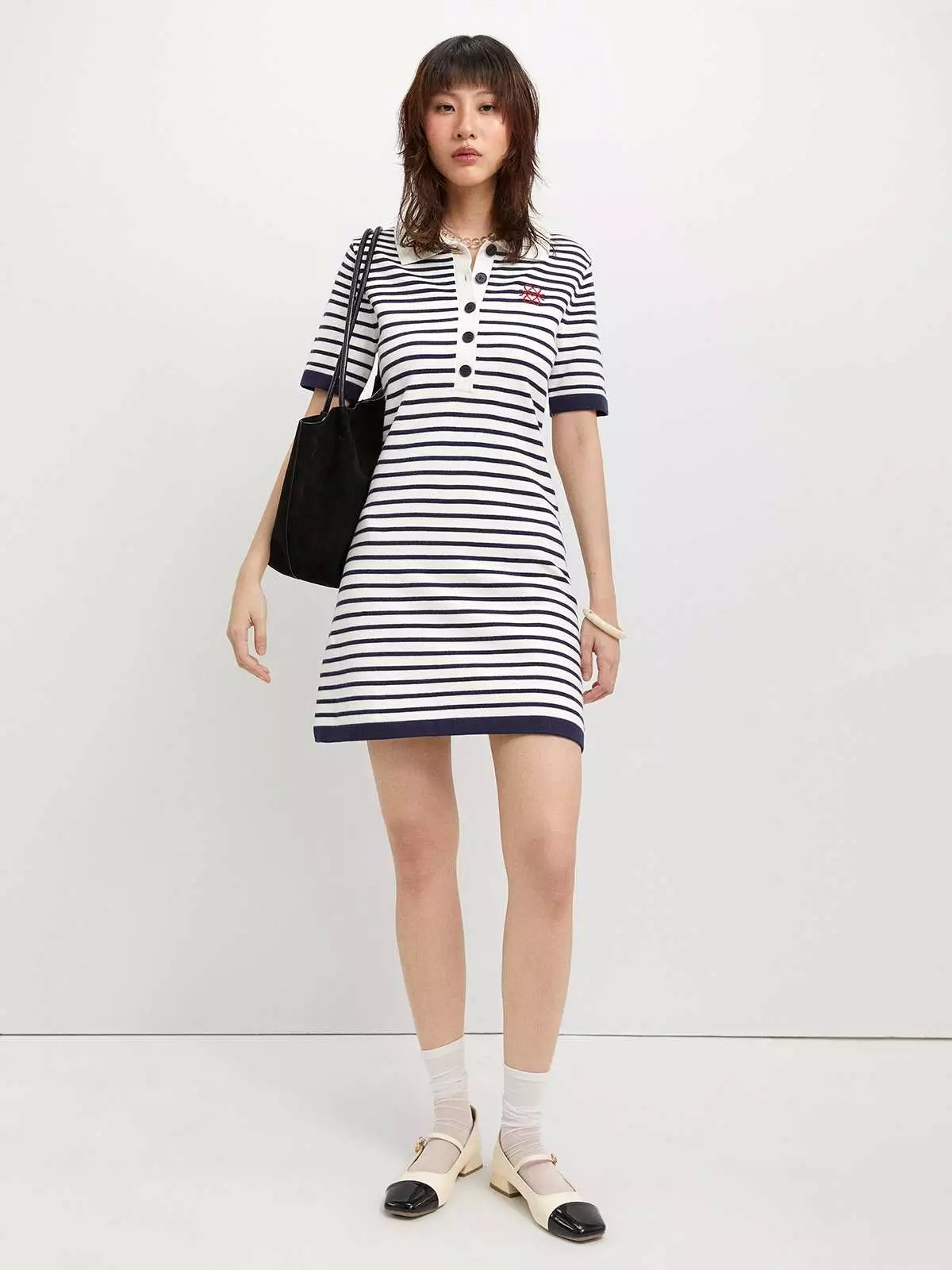 Stripe Polo Dress - Navy