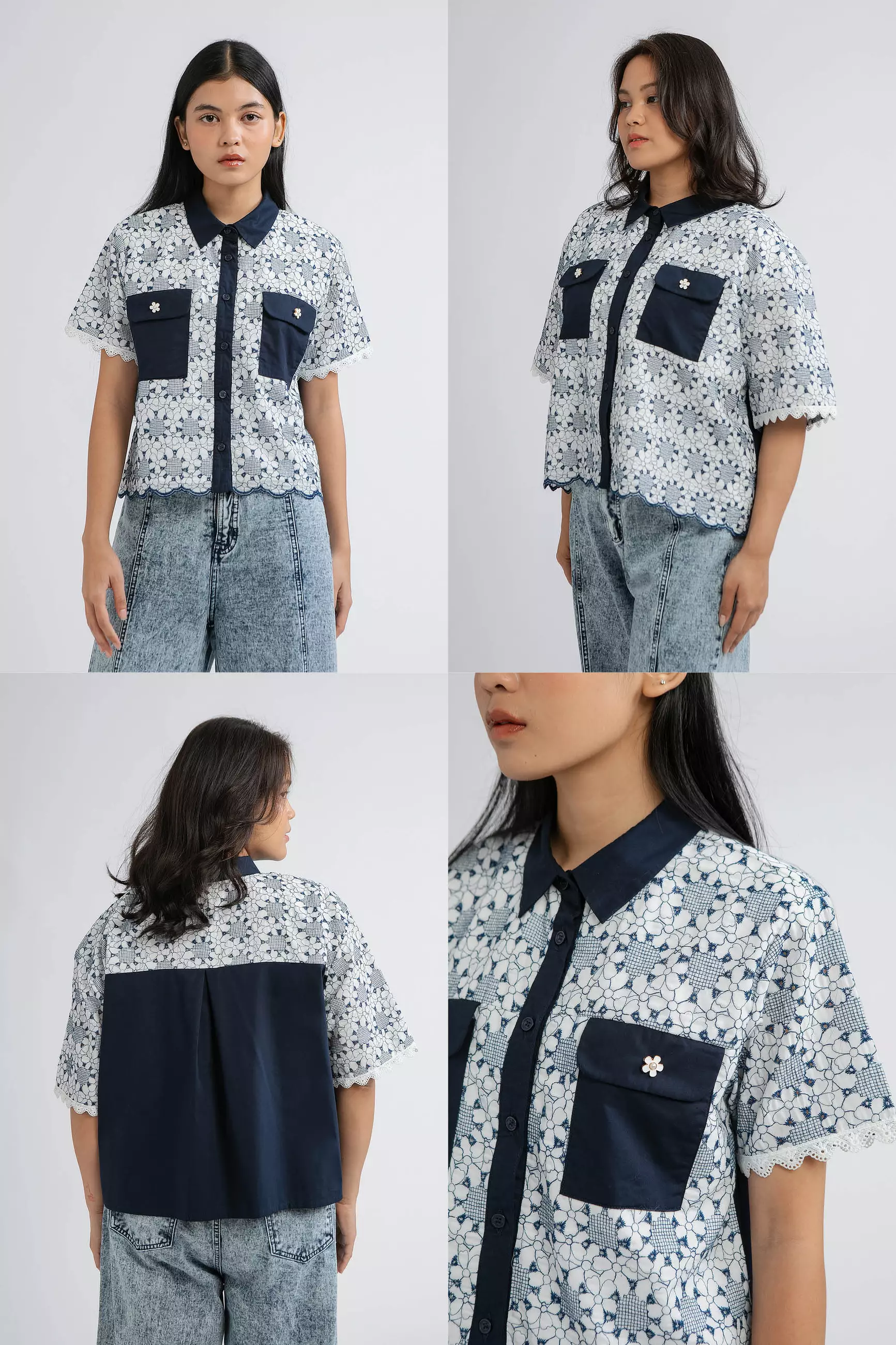 COTTONINK - Atasan Kemeja Wanita Floral Embroidery Cesena #HolidayRayaCollection