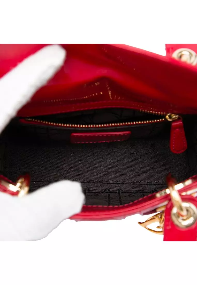 Pre-Loved Dior Mini Patent Cannage Lady Dior