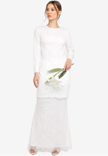 Lace Modern Kurung from Zalia in White
