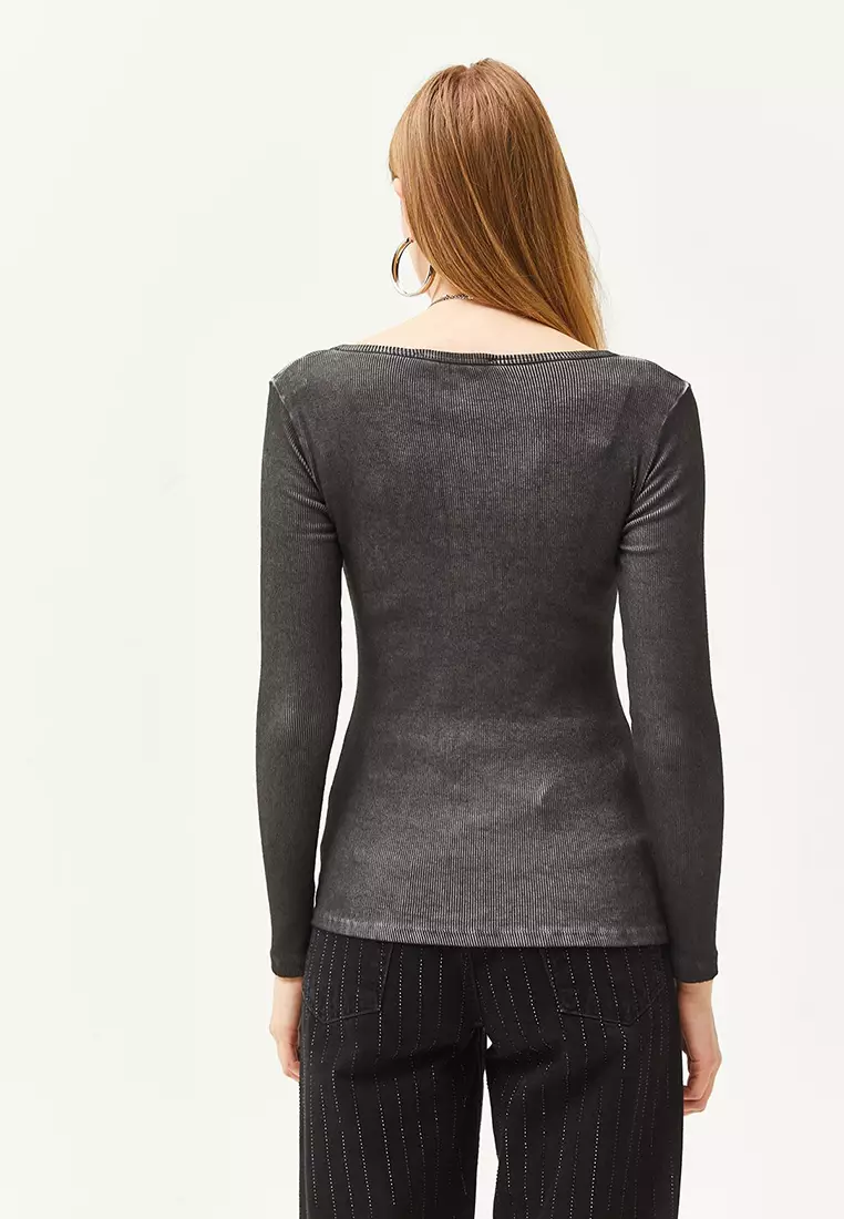 Long Sleeves Rib Top