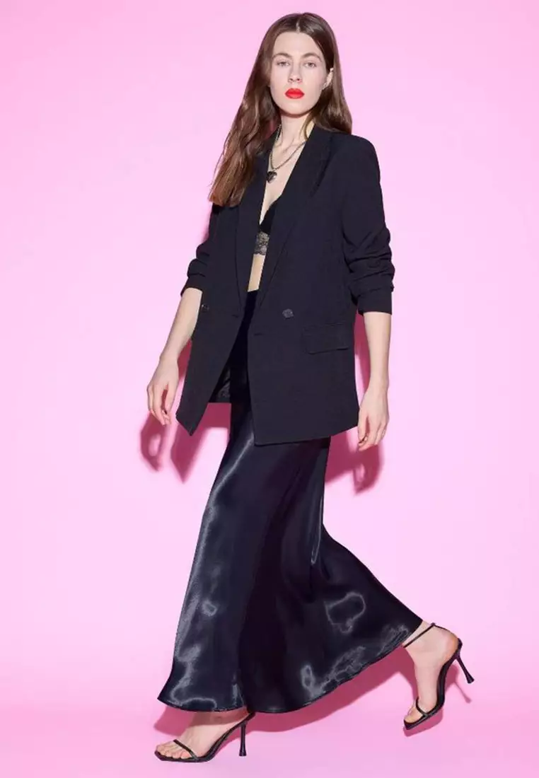 A-Line Regular Waist Satin Midi Skirt B1867Ax25Sp