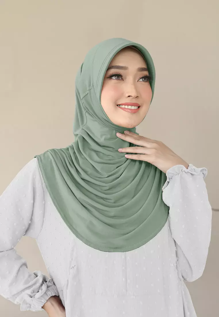 Zelena - Mahika Bergo | Hijab Instan Daily | Bergo Pad Kerut - Matcha Green
