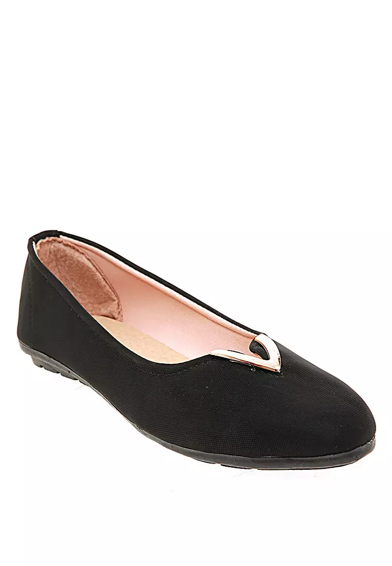 Yuna Flatshoes Woman Design Casual Sepatu Wanita Premium Quality - Black