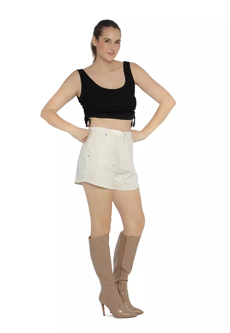 Celana Pendek Denim Light Cream Mid Rise