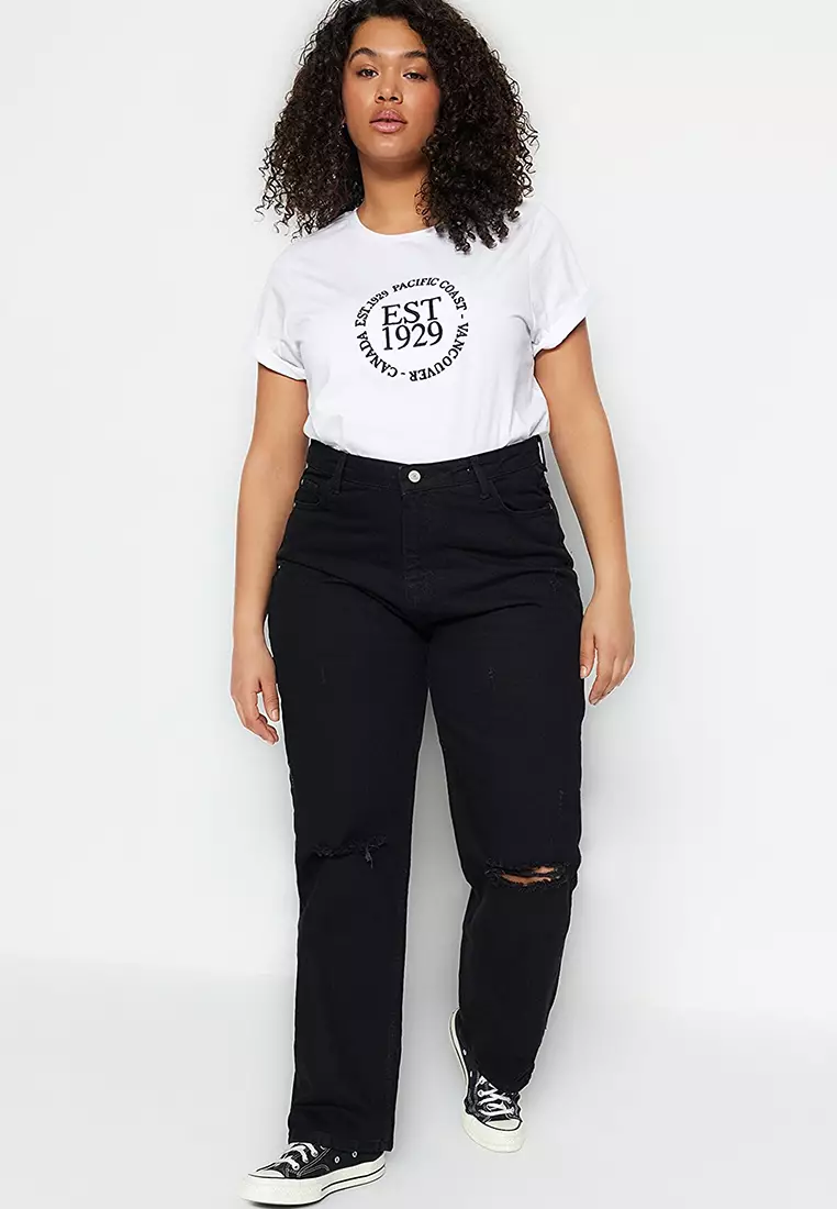 Buy Trendyol Plus Size Destroyed Bootcut Jeans 2024 Online