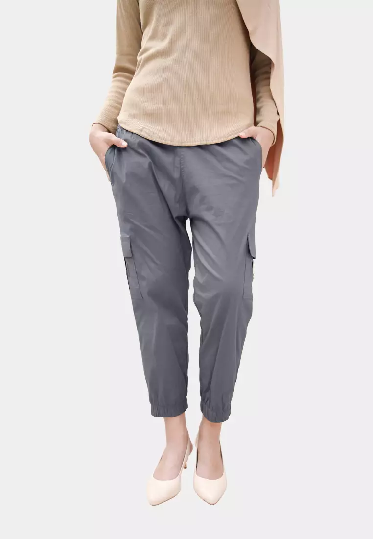 Cotton Bee - Clef Cargo Pants | Celana Jogger Cargo Wanita - Lava Grey - XL