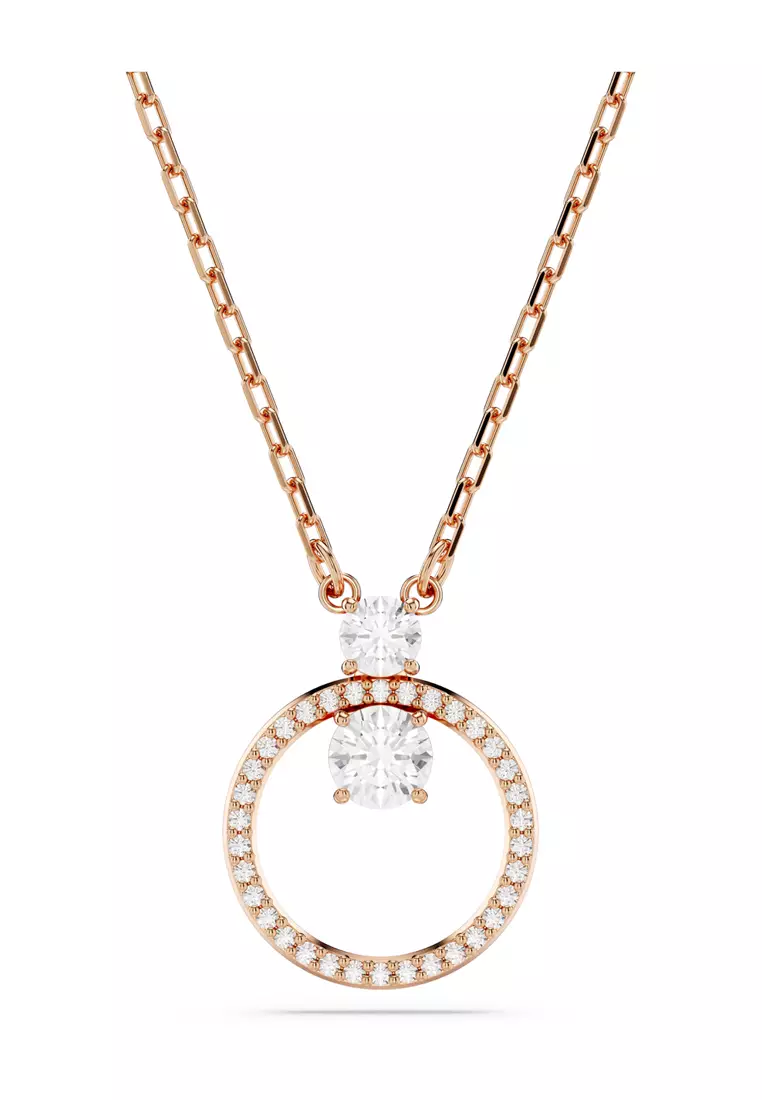 Constella pendant, Pavé, Round cut, White, Rose gold-tone plated