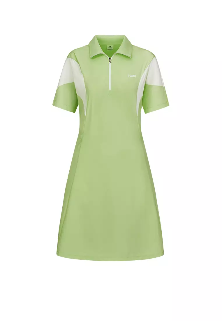 女裝 K-SWISS LOGO 拼色半拉鏈 POLO 連身裙