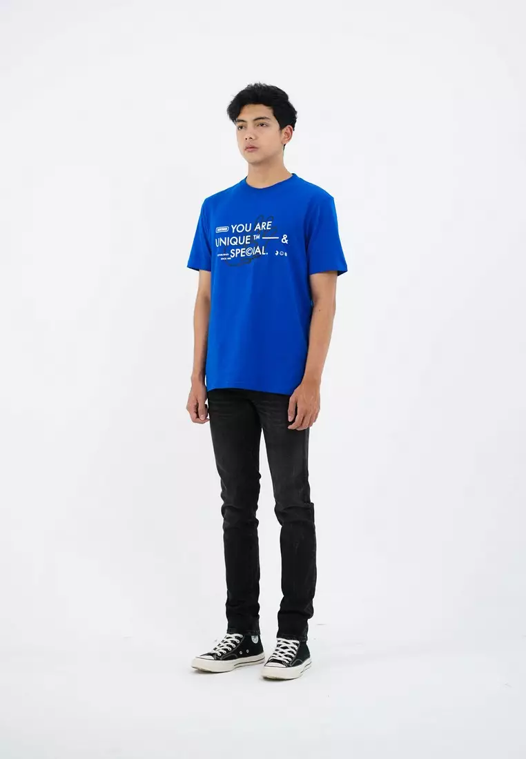 3Second Men's T-Shirt Short Sleeve Regular Fit Cotton Logo Script Koop OL-C070425