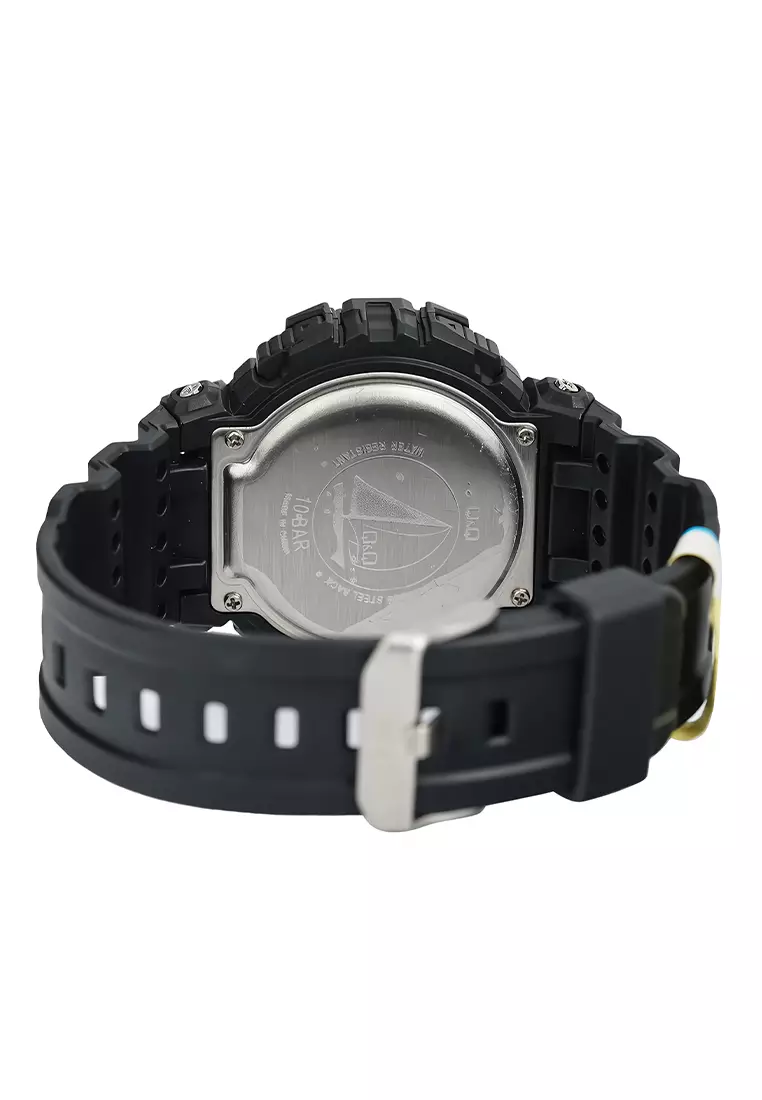 Q&Q - Jam Tangan Digital Pria - Black Red - Resin Strap - M144J003