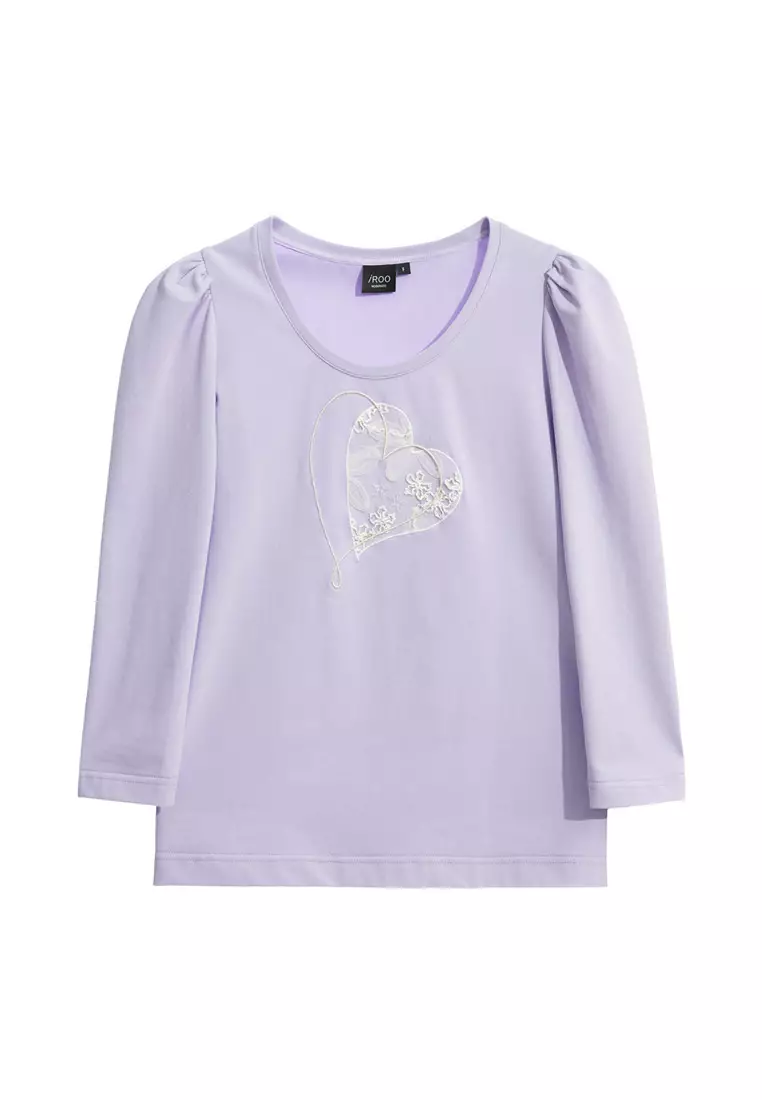Puff Sleeve Heart Graphic Top