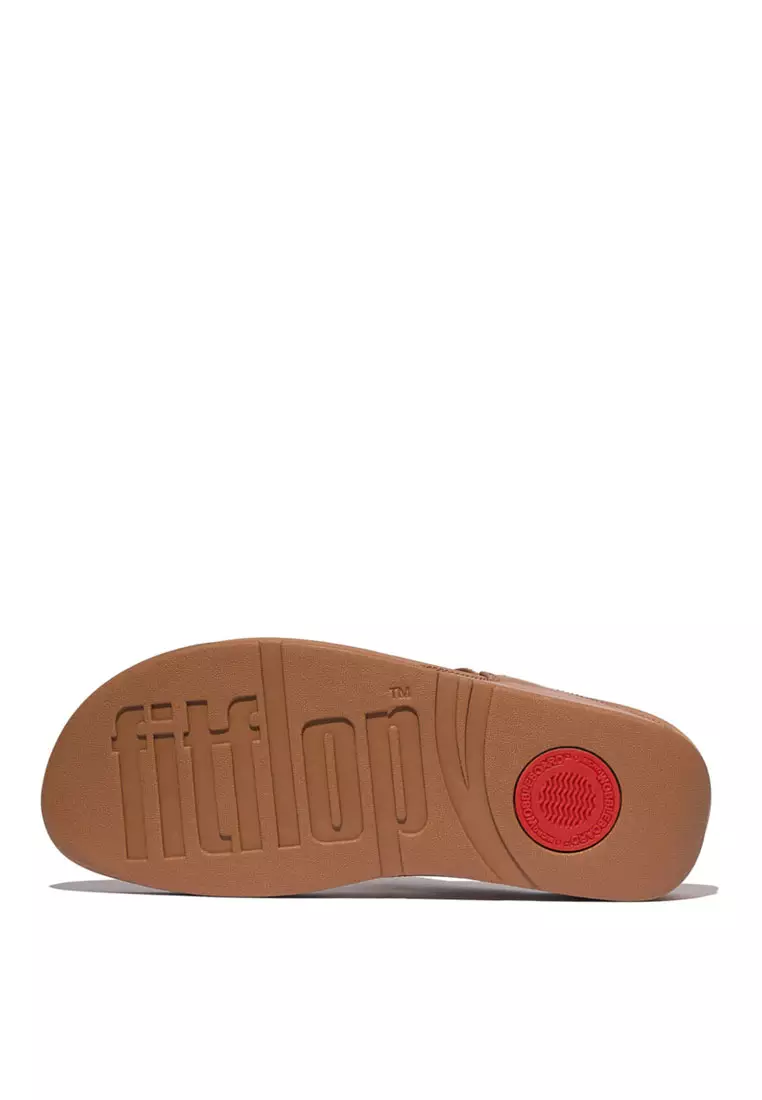 FitFlop LULU Square-Chain Leather Toe-Post Sandals - Deep Tan (E1I-C15)