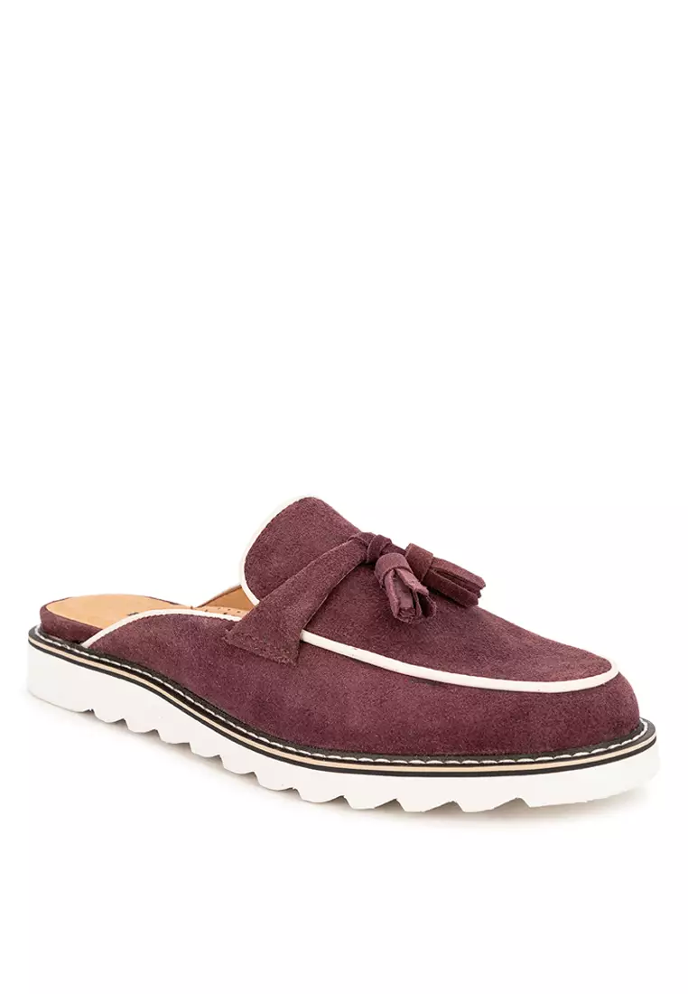 Discount on Bristol Shoes  shoes - SKU: Alexandra Maroon Tassled Mule