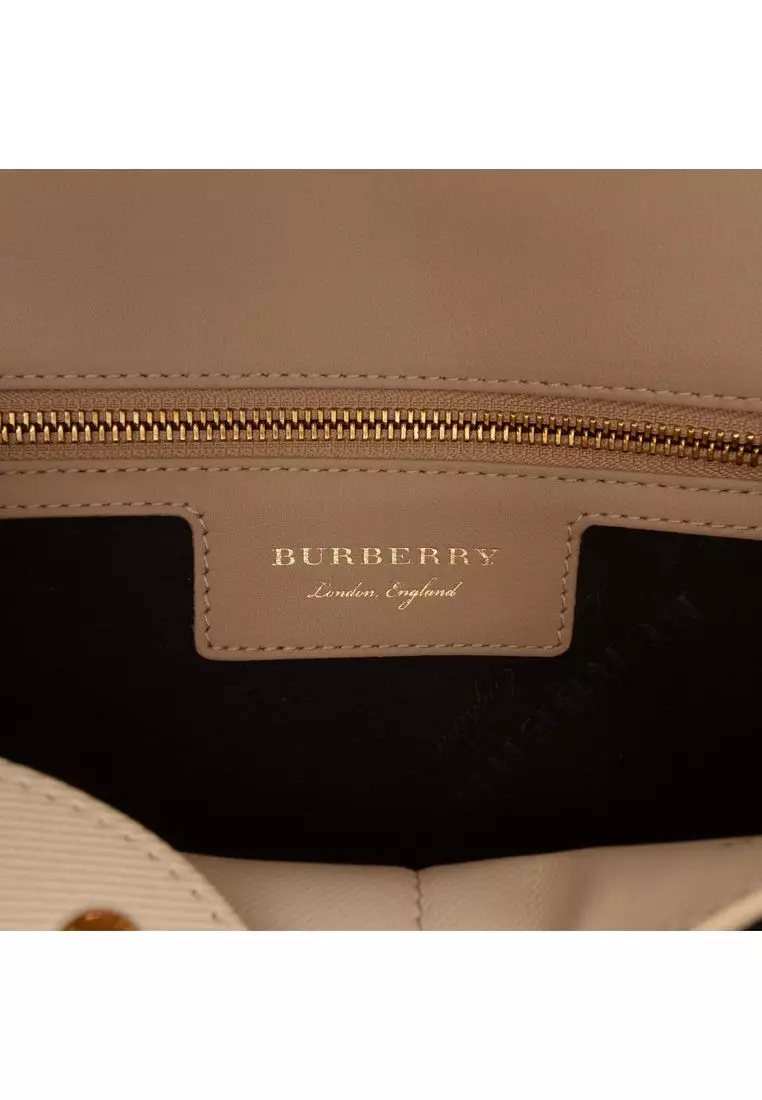 Pre-Loved Burberry Medium Tricolor Trench Calfskin Dk88 Top Handle Bag