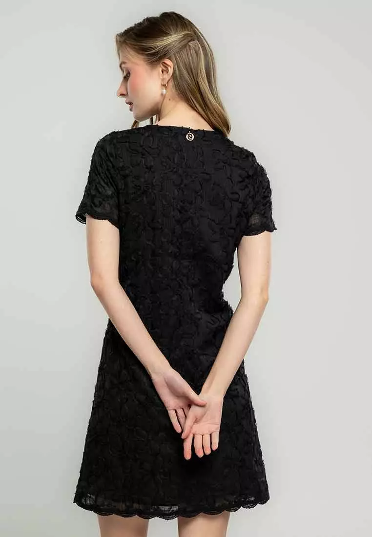 Wrenlee Shift Dress in Embroidered Applique Fabric