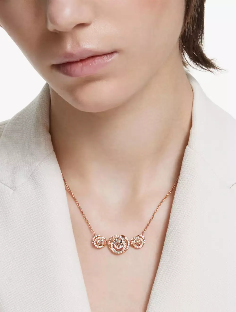 Generation Necklace, White, Rose Gold-Tone Plated - White