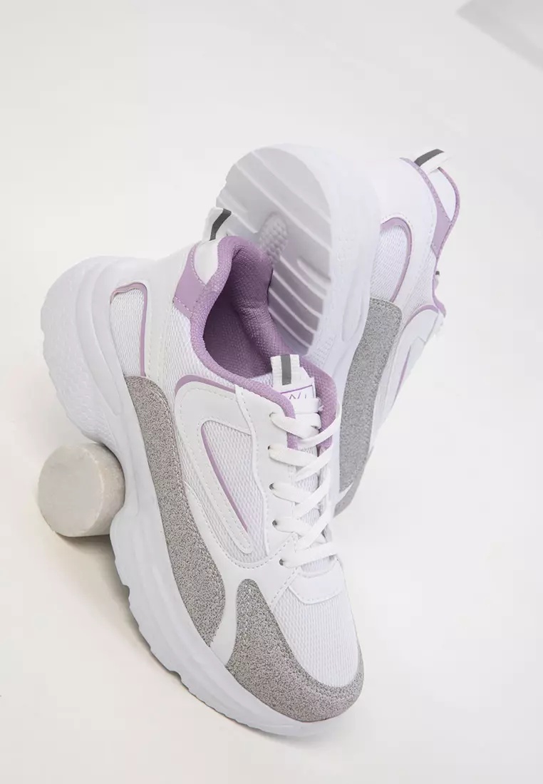 White-Lilac Women's Sneaker 20413