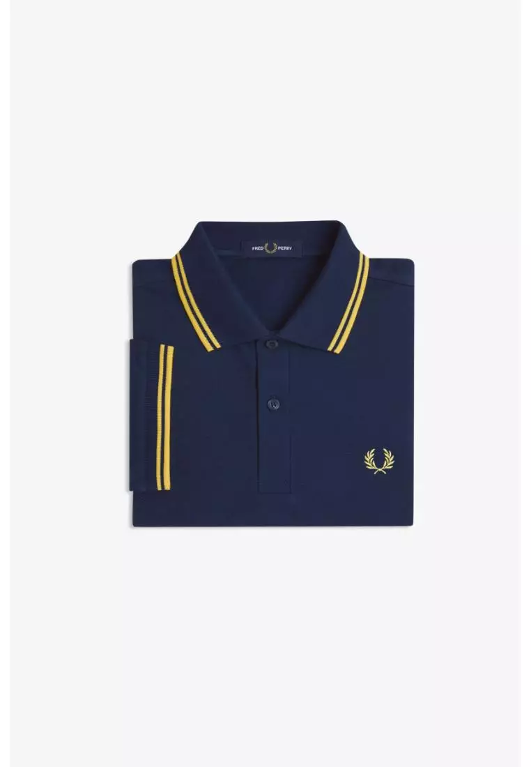 Fred Perry M3600 Twin Tipped Fred Perry Shirt (Tennis Blue / Lemon Barley)