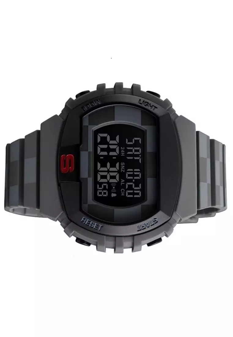 Jam Tangan Digital Sporty Pria Waterproof ABS PU Strap Transparent Resin PB67 ORIGINAL