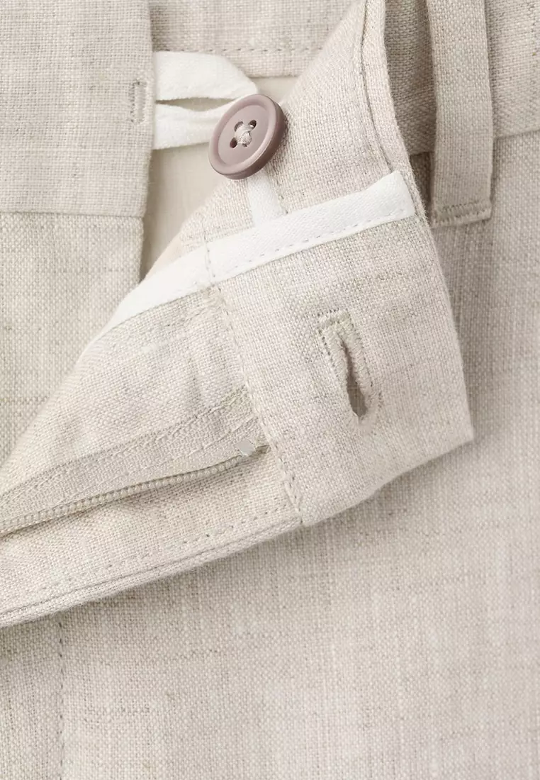 Slim-Fit 100% Linen Trousers