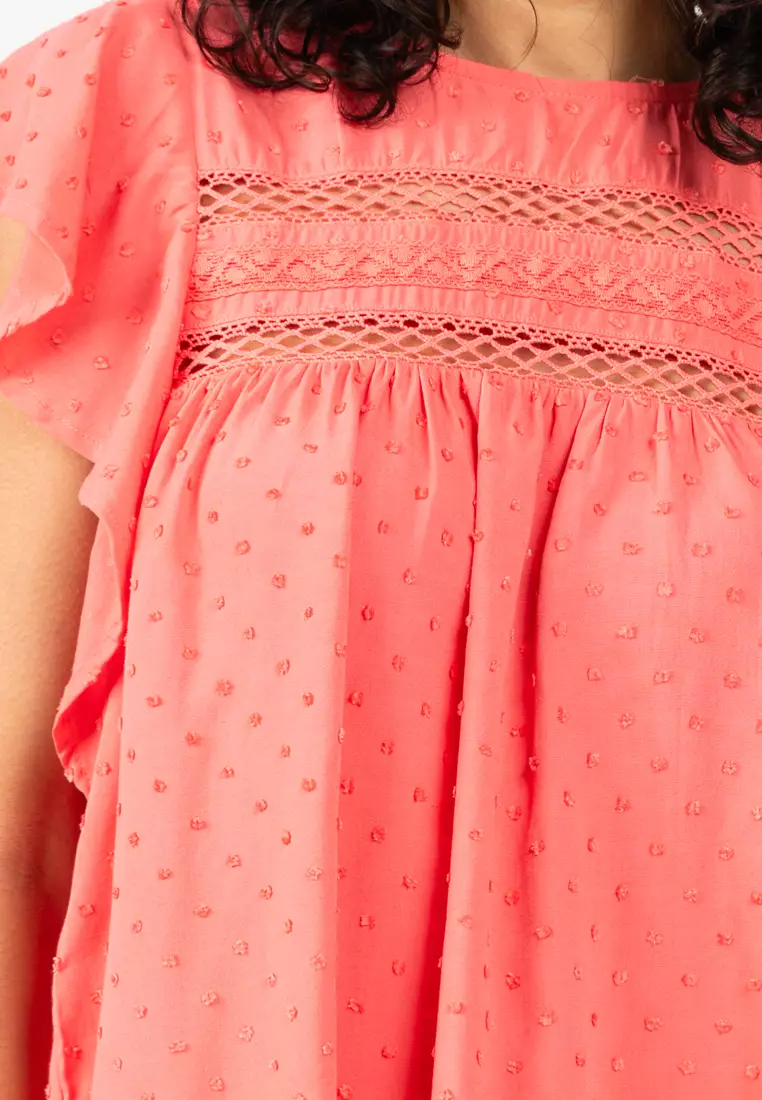 Short Sleeve Frill Woven Top