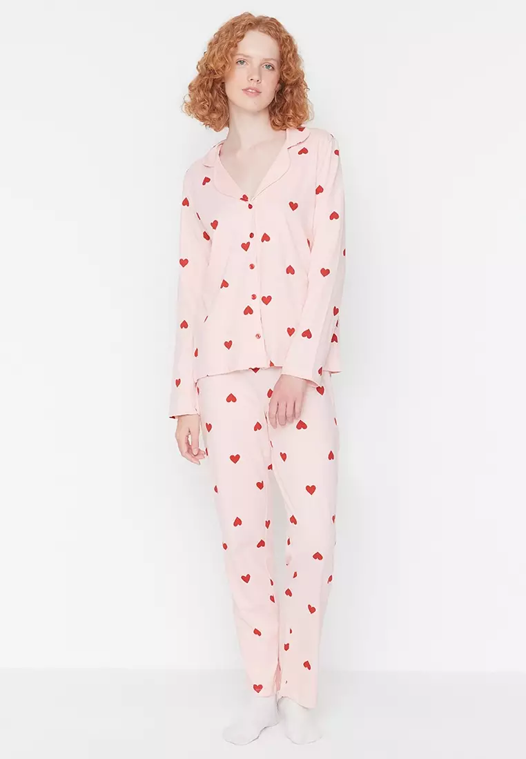Heart Printed Pajamas Set
