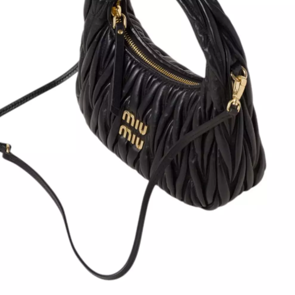 Wander Matelassé Nappa Leather Hobo Bag Black