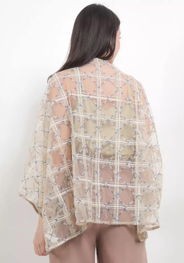 Metallic Geometrical Tulle Outer