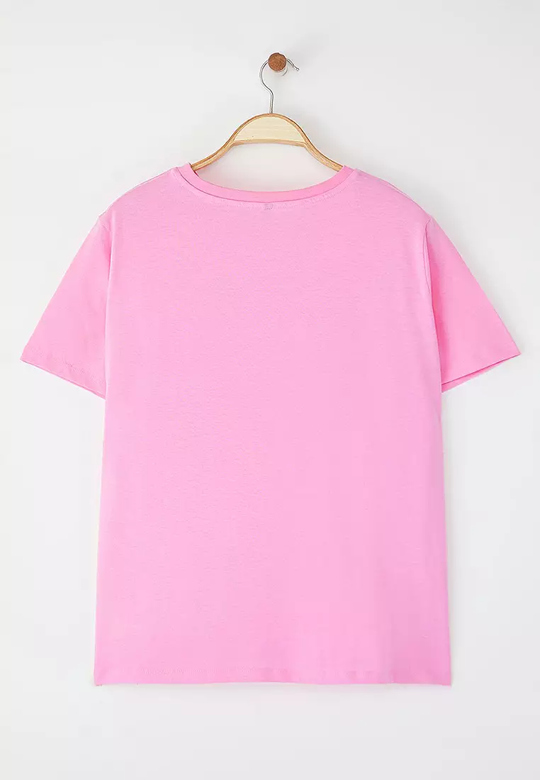 Ruffle Heart Detailed Boyfriend Fit T-Shirt