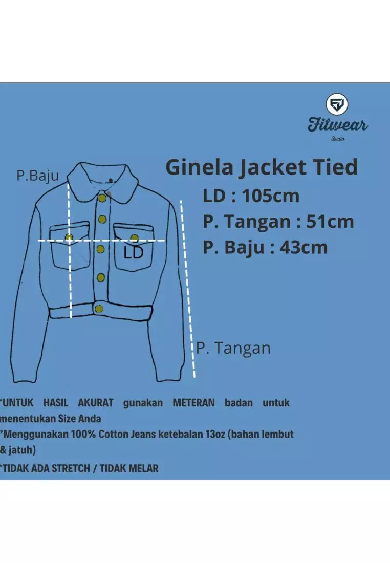 Jual Fitwear Fitwear Ginela Tied Jaket Jacket Jeans Croptop Oversize Blue Denim Original