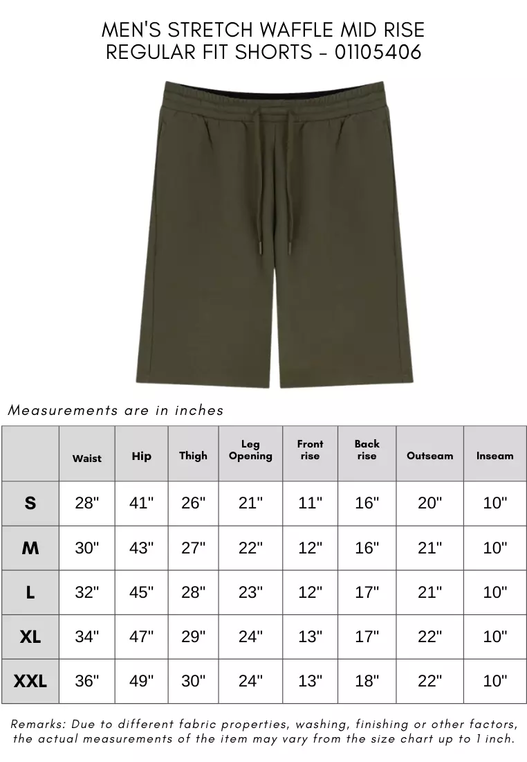 Men's Stretch Waffle Mid Rise Regular Fit Shorts