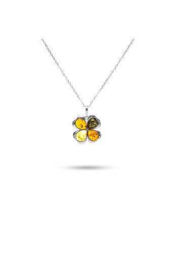 Millenne silver MILLENNE Multifaceted Baltic Amber 4 Leaf Clover Silver Pendant with 925 Sterling Silver 895DDAC86B2DCCGS_1